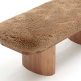 TOV Ollie Taupe Straight Vegan Shearling Bench