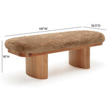 TOV Ollie Taupe Straight Vegan Shearling Bench