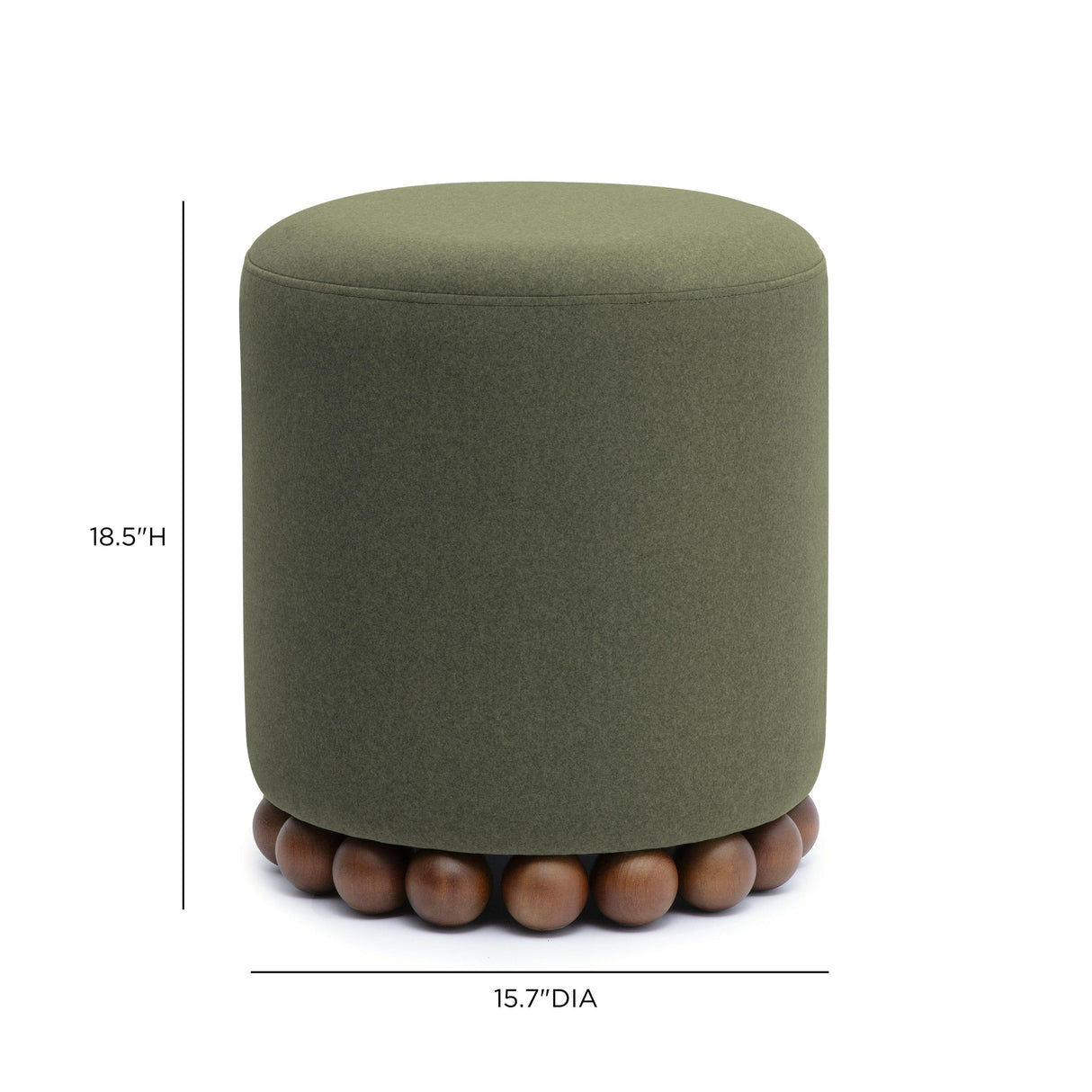 TOV Dex Dark Olive Green Performance Vegan Mohair Ottoman