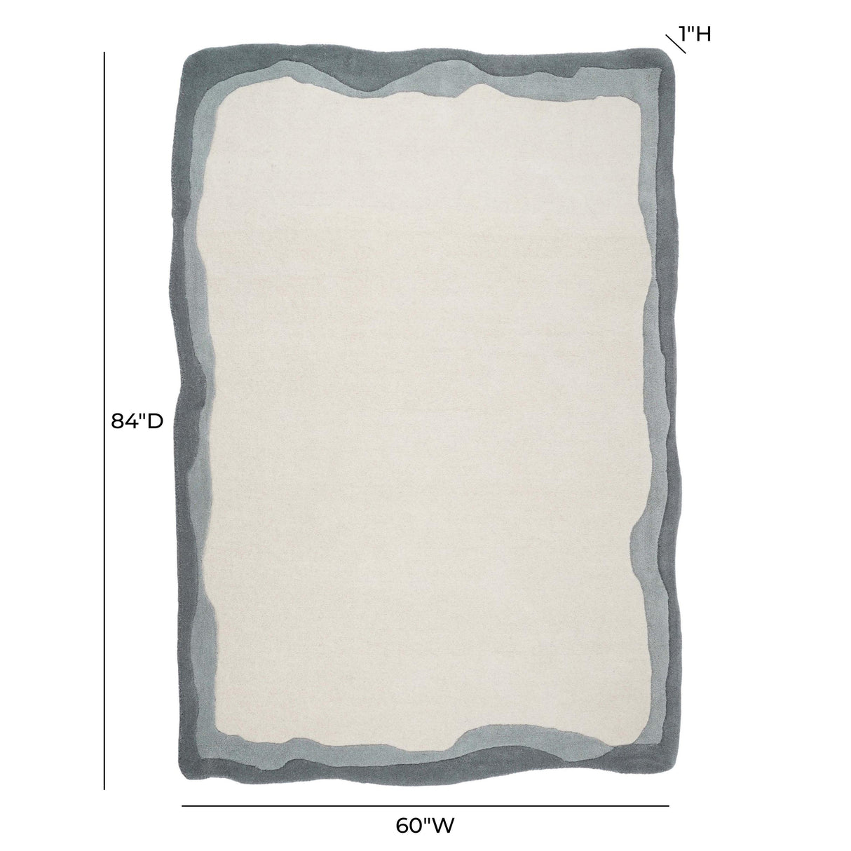 TOV Tarba Grey 5'x7' Rectangular Floor Rug