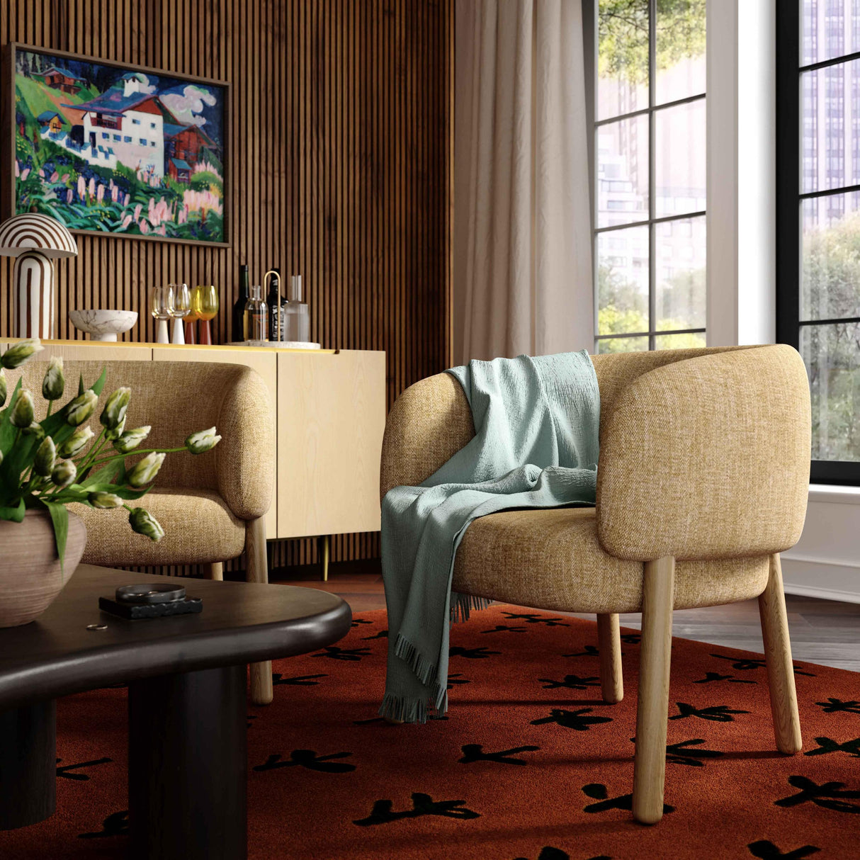 TOV Foxy Honey Performance Textured Fabric Accent Chair