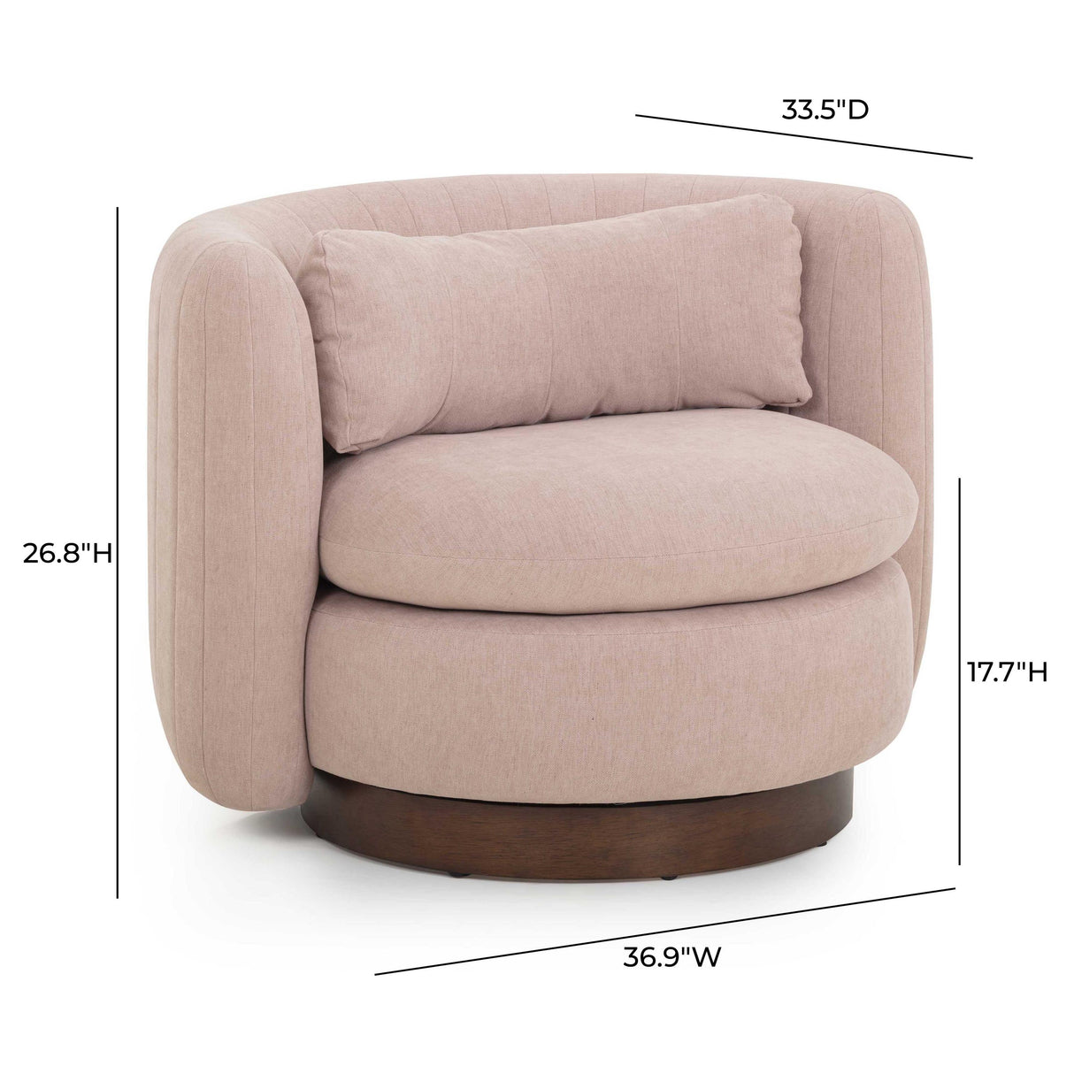 TOV Nura Blush Pink Chenille Swivel Accent Chair