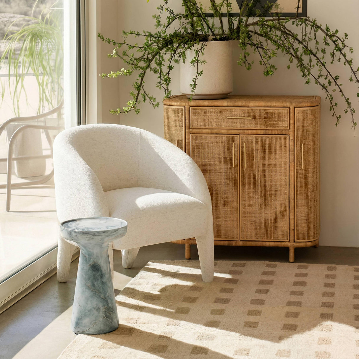 TOV Kris Cream Chenille Accent Chair