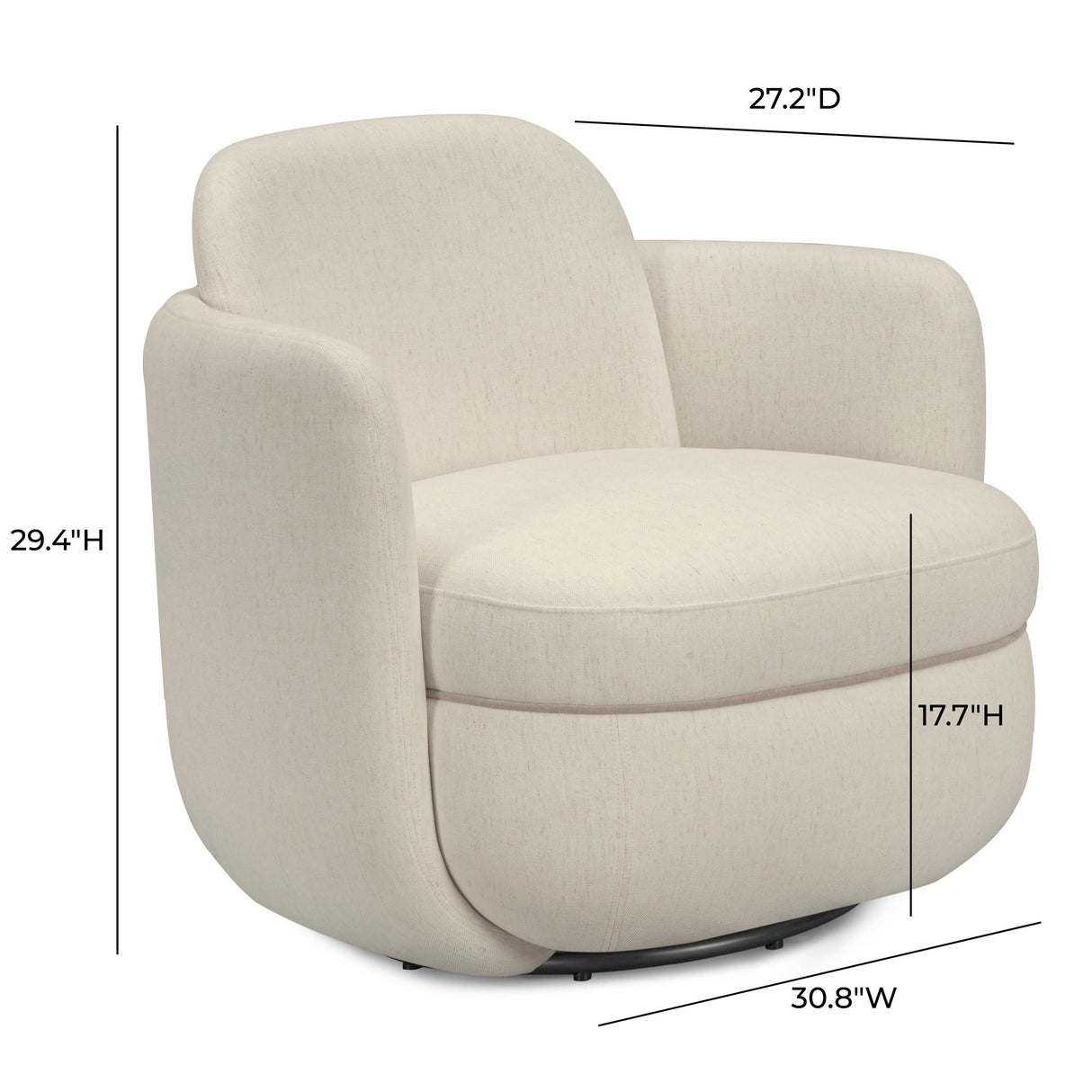 TOV Wolfie Cream Chenille Swivel Chair