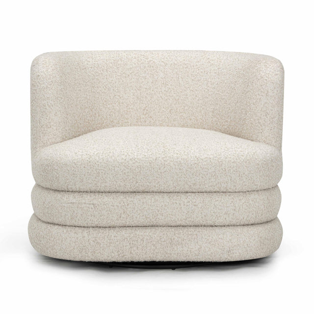 TOV Astor Cream Heavy Boucle Swivel Hotel Lounge Chair