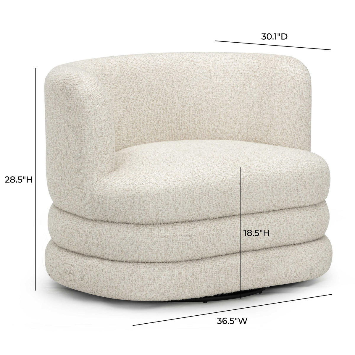 TOV Astor Cream Heavy Boucle Swivel Hotel Lounge Chair