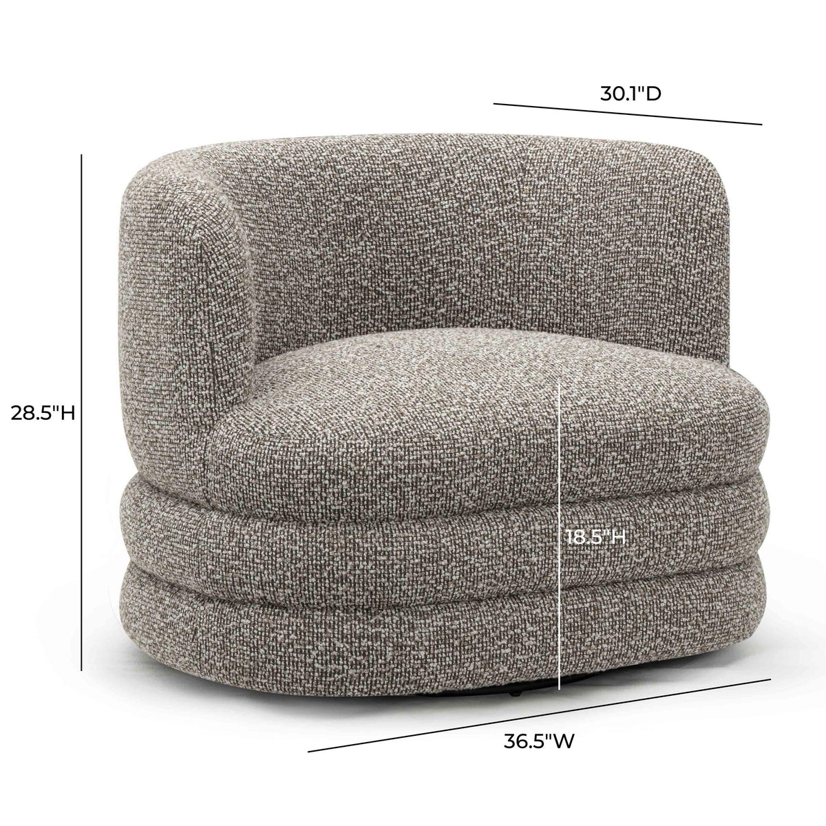 TOV Astor Heathered Grey Boucle Swivel Hotel Lounge Chair