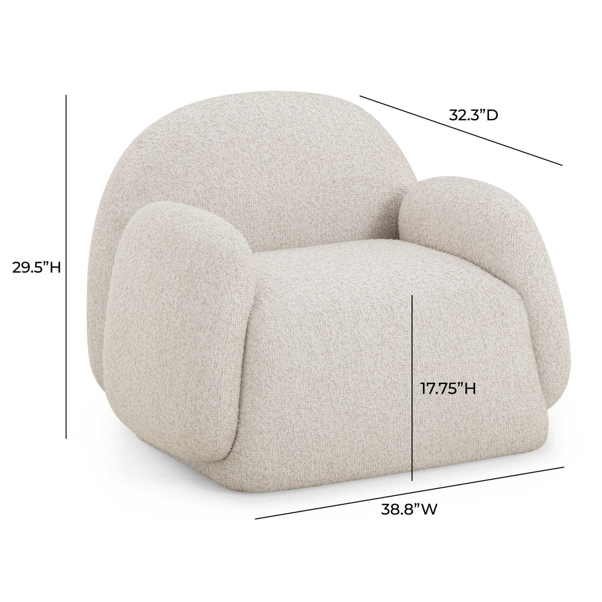 TOV Marius Cream Heavy Texture Accent Chair