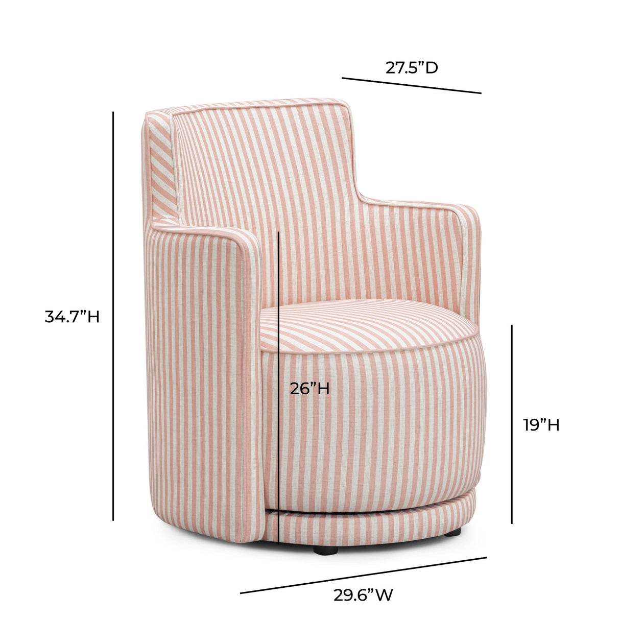 TOV Passe Pink Striped Swivel Chair