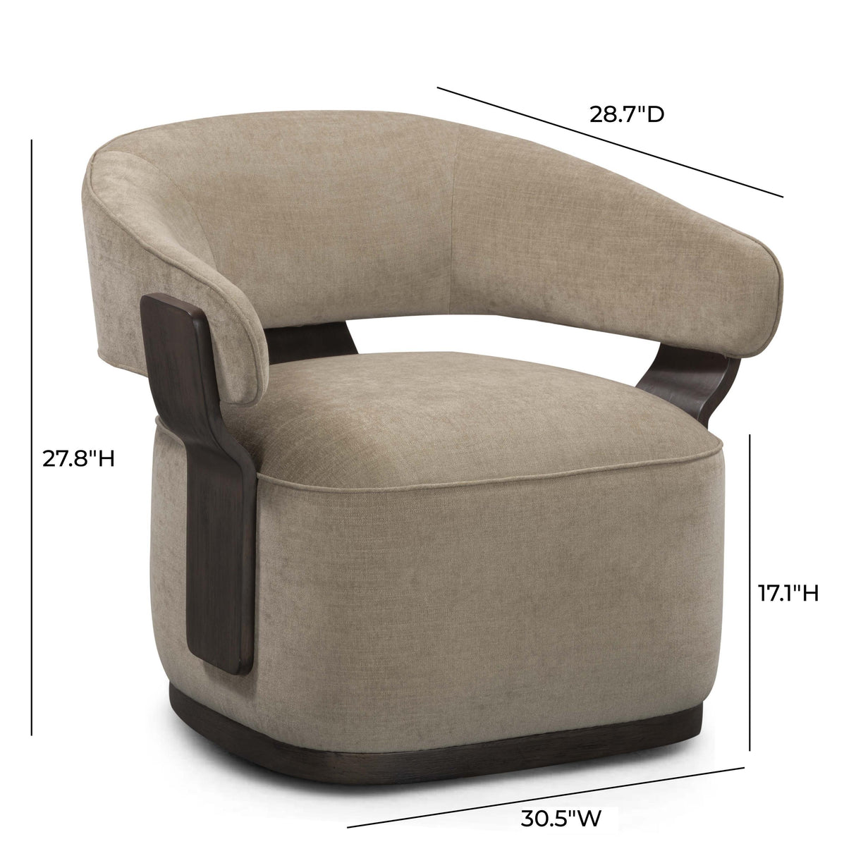 TOV Madison Linen Chenille Swivel Accent Chair in Stone