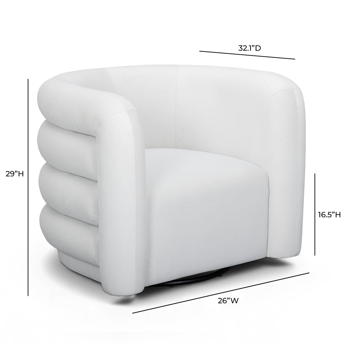 TOV Curves Cream Velvet Swivel Accent Chair