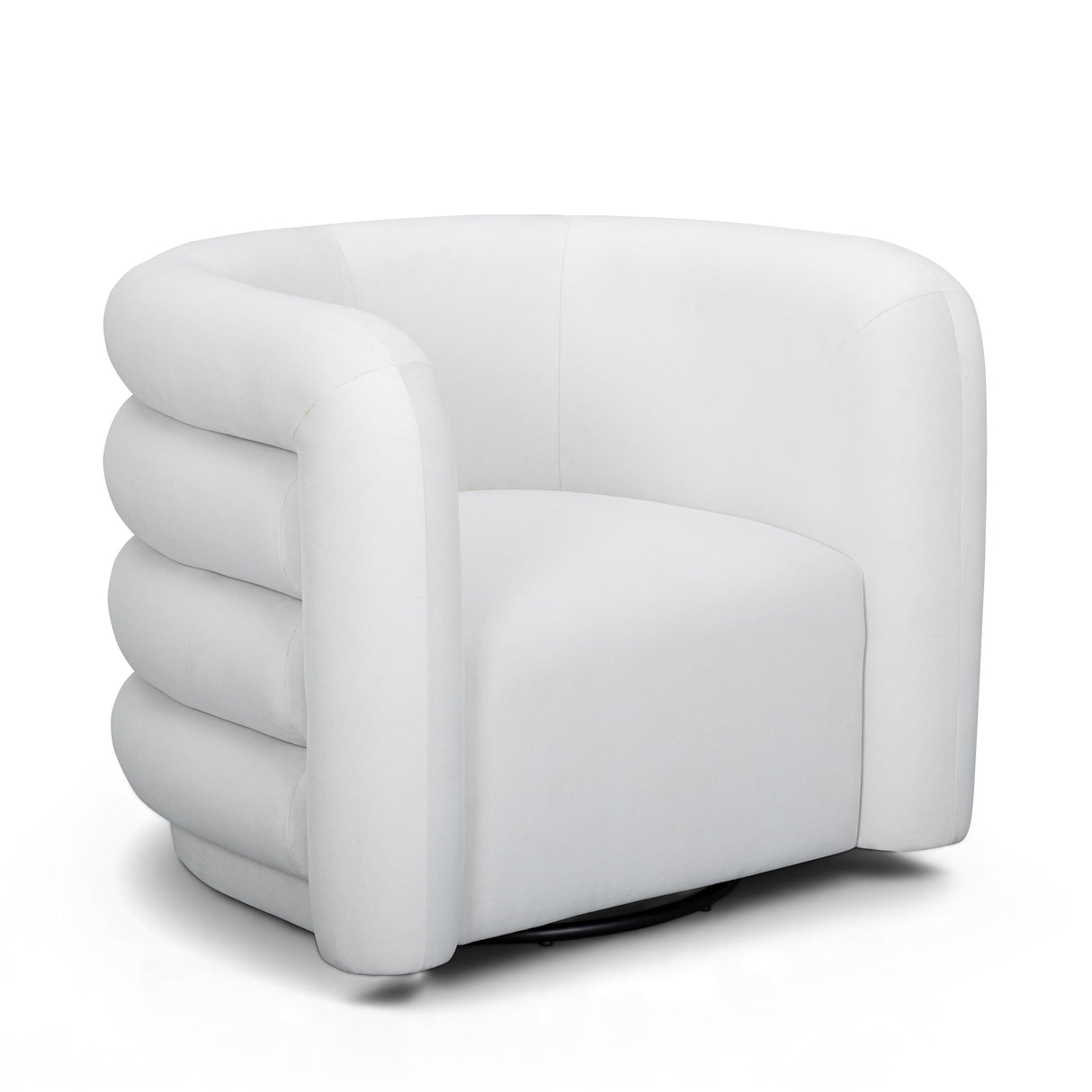 TOV Curves Cream Velvet Swivel Accent Chair