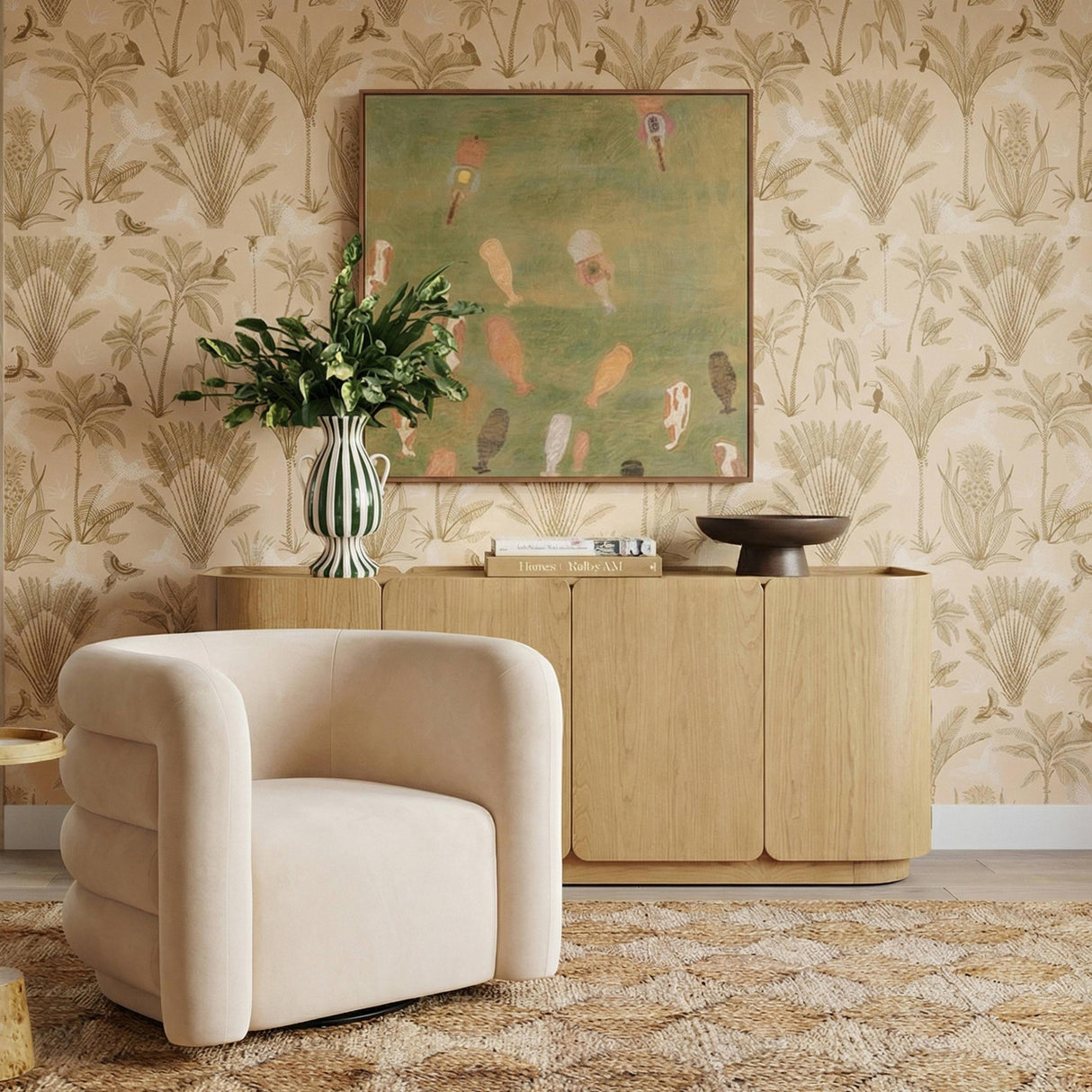 TOV Curves Peach Velvet Swivel Accent Chair
