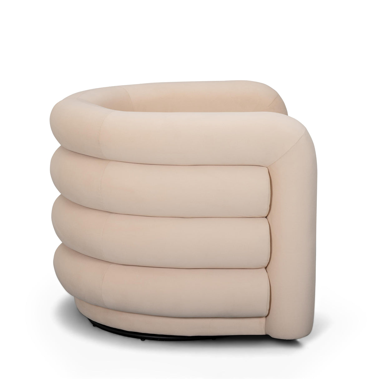 TOV Curves Peach Velvet Swivel Accent Chair