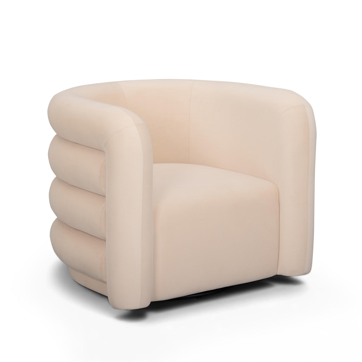 TOV Curves Peach Velvet Swivel Accent Chair