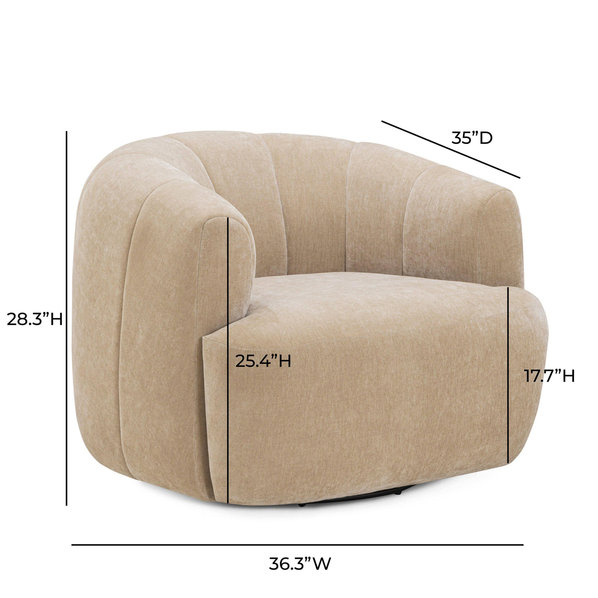 TOV Jasmine Oat Upcycled Chenille Swivel Accent Chair