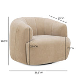 TOV Jasmine Oat Upcycled Chenille Swivel Accent Chair