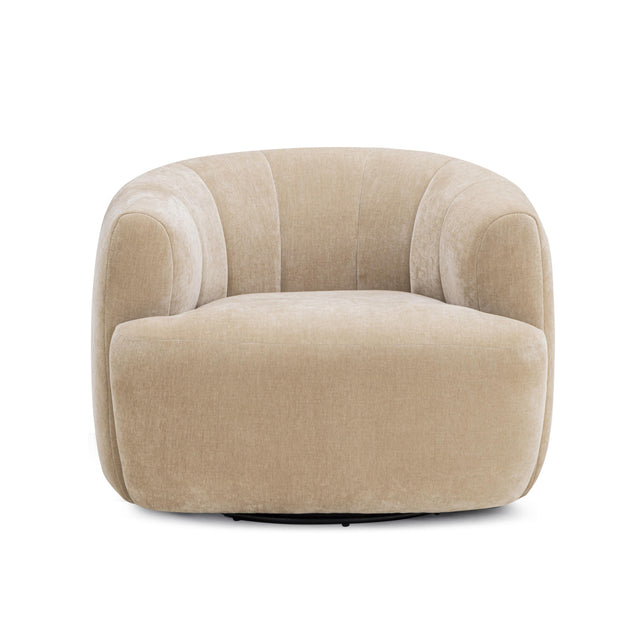 TOV Jasmine Oat Upcycled Chenille Swivel Accent Chair