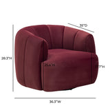 TOV Jasmine Berry Red Velvet Swivel Accent Chair