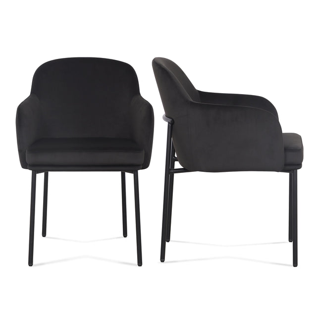 TOV Sydney Black Performance Velvet Armchair Set of 2