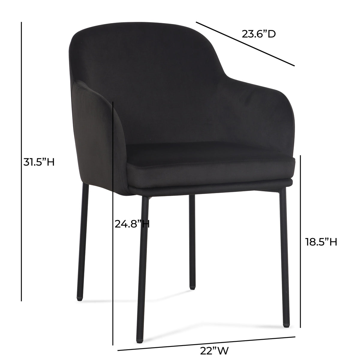 TOV Sydney Black Performance Velvet Armchair Set of 2