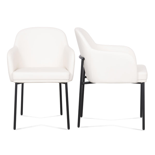 TOV Sydney Cream Performance Vegan Leather Armchair Set of 2