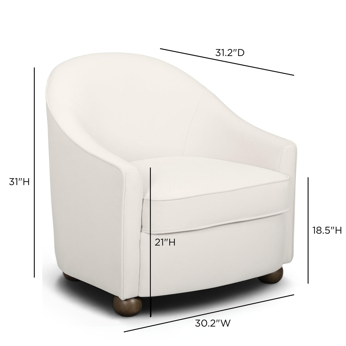 TOV Cettie Cream Velvet Accent Chair
