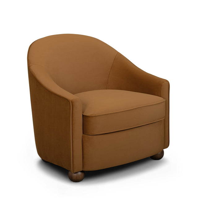 TOV Cettie Cognac Velvet Accent Chair