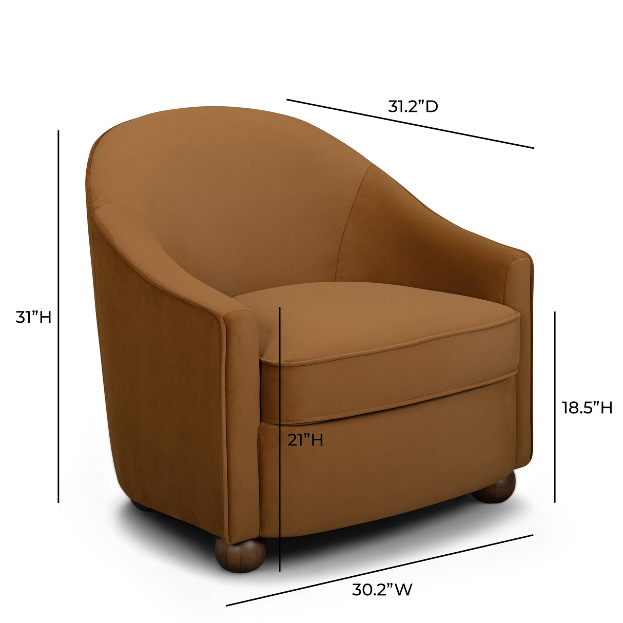 TOV Cettie Cognac Velvet Accent Chair