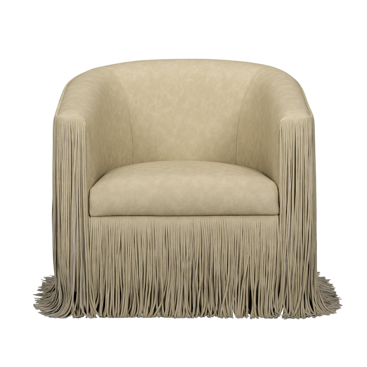 TOV Shag Me Distressed Tan Performance Vegan Leather Swivel Chair