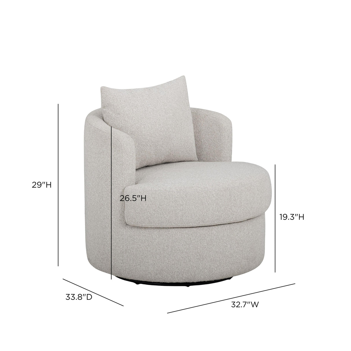 TOV Silvi Off-White Boucle Swivel Chair