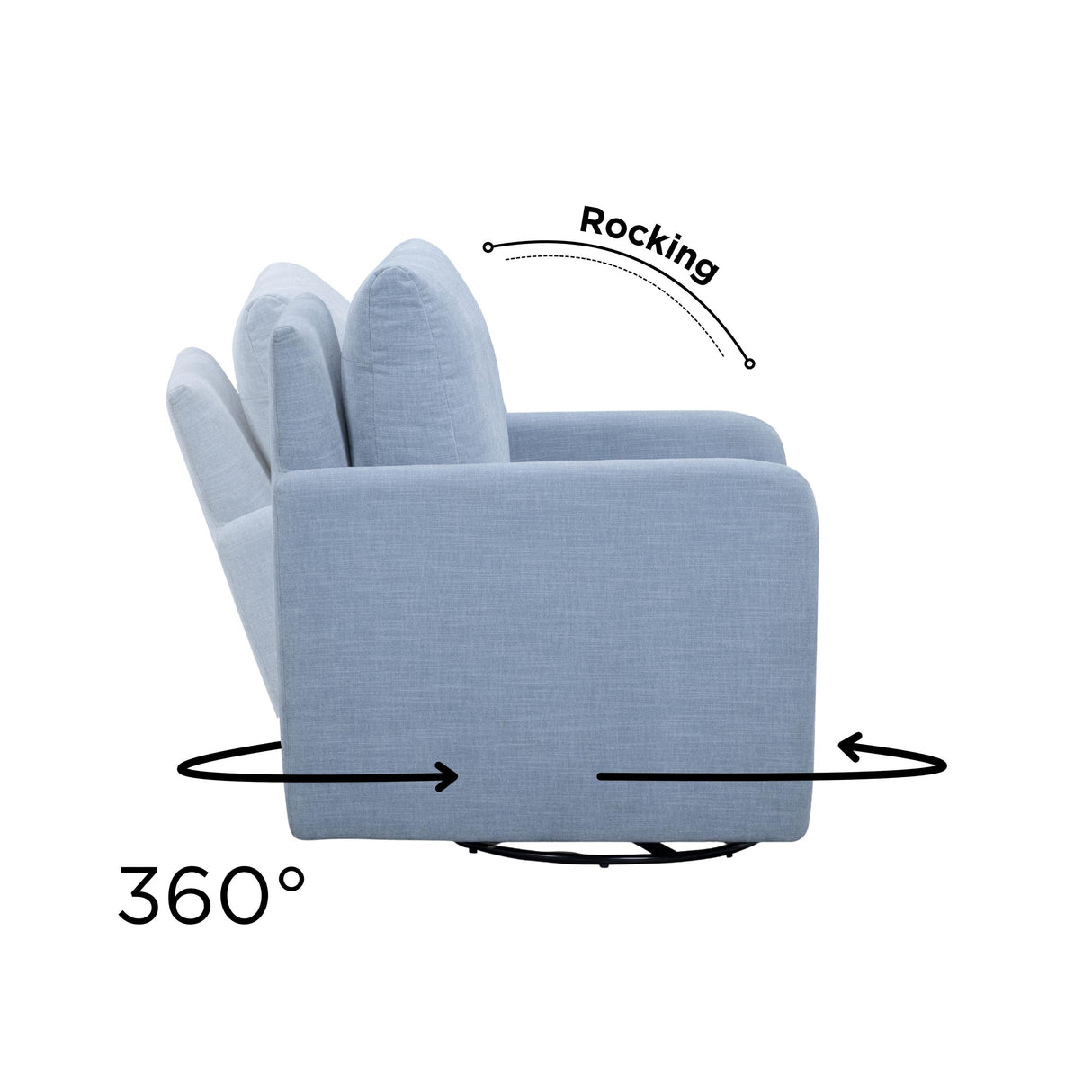 TOV Nancy "Easy Clean" Chambray Blue Chenille Nursing Chair