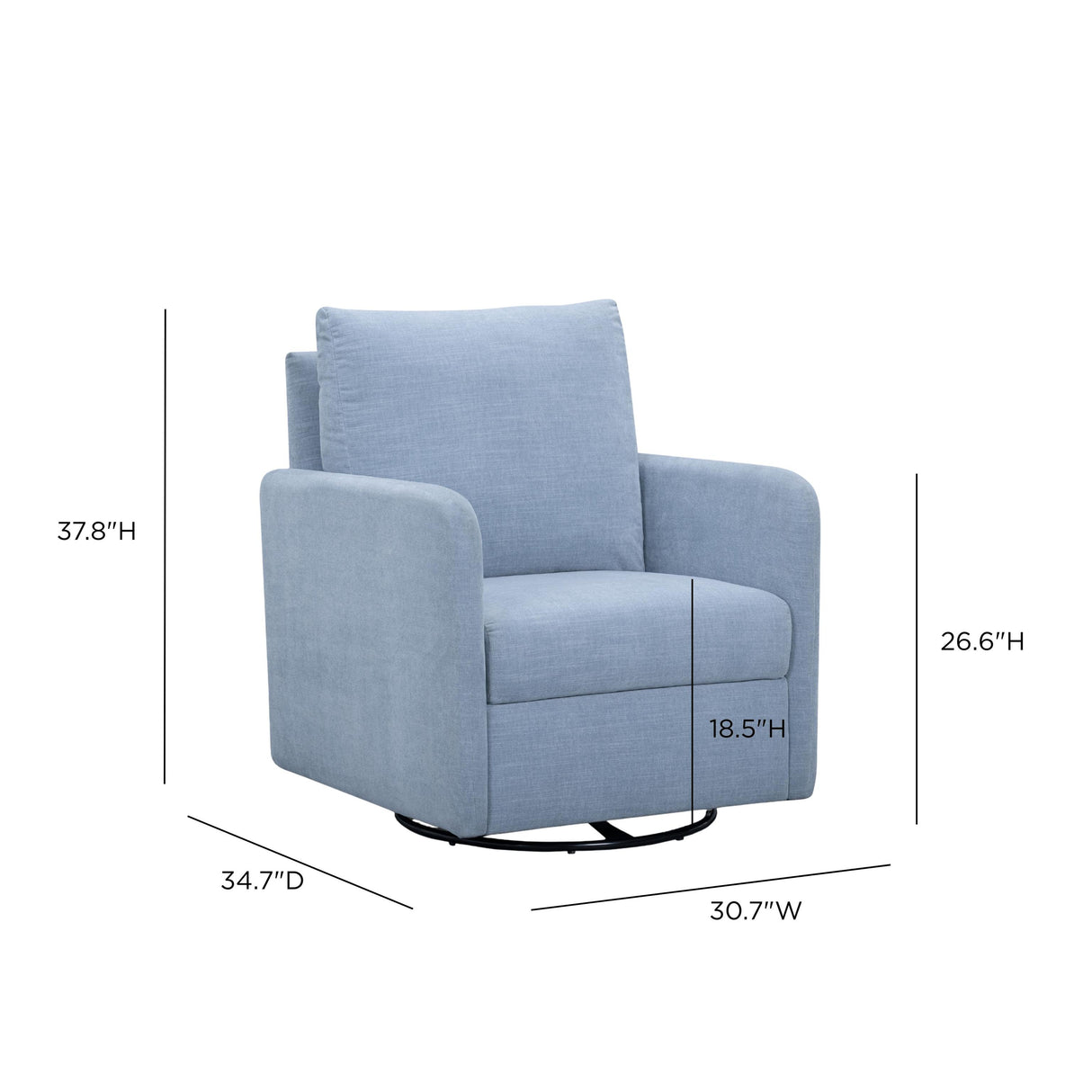 TOV Nancy "Easy Clean" Chambray Blue Chenille Nursing Chair