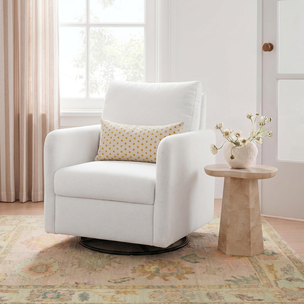 TOV Nancy "Easy Clean" Light Grey Chenille Nursing Chair