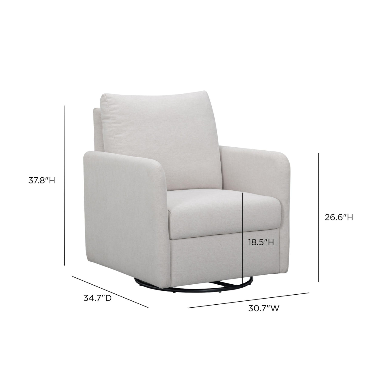 TOV Nancy "Easy Clean" Light Grey Chenille Nursing Chair