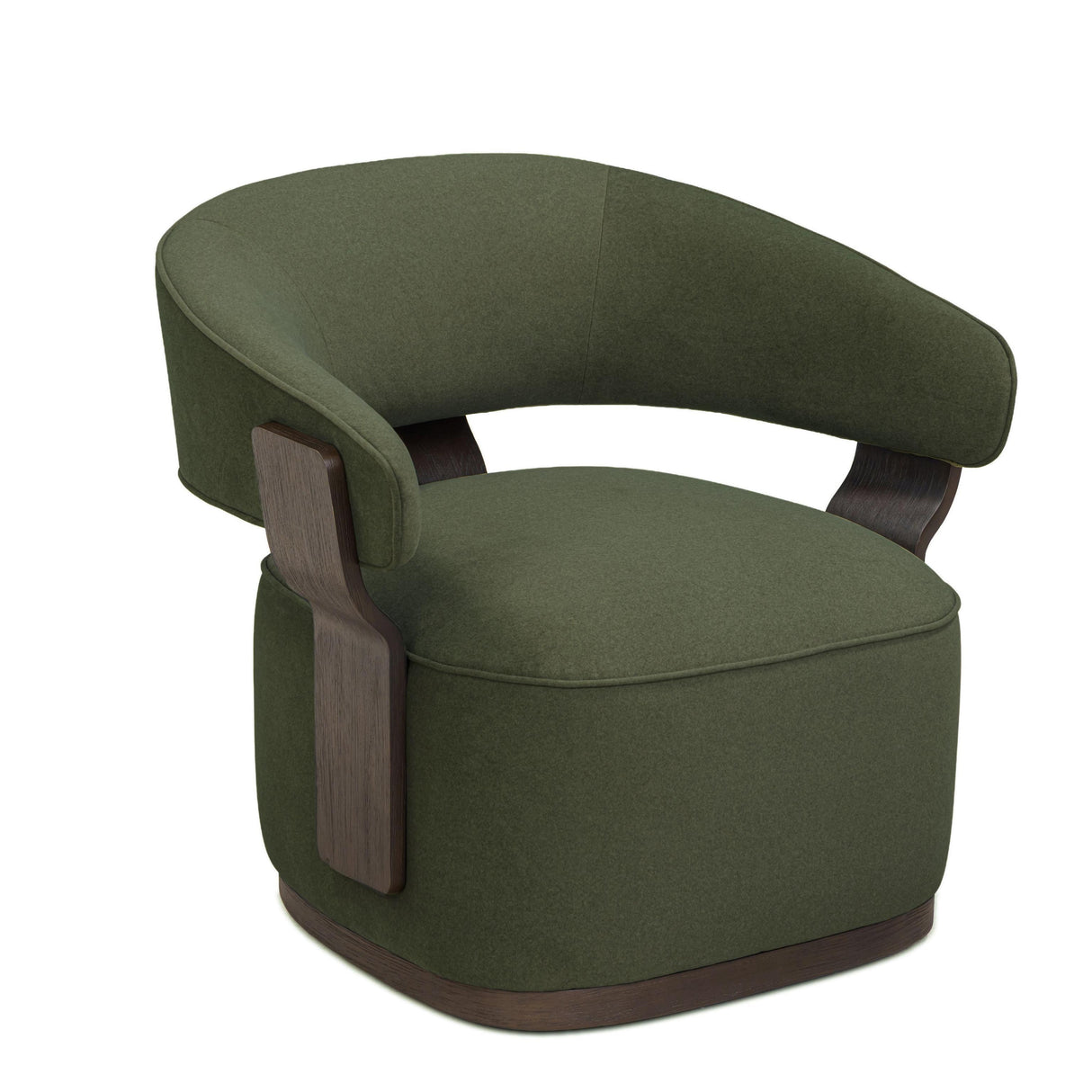 TOV Madison Dark Green Performance Vegan Mohair Swivel Accent Chair
