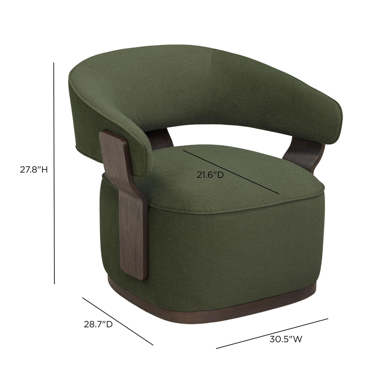 TOV Madison Dark Green Performance Vegan Mohair Swivel Accent Chair