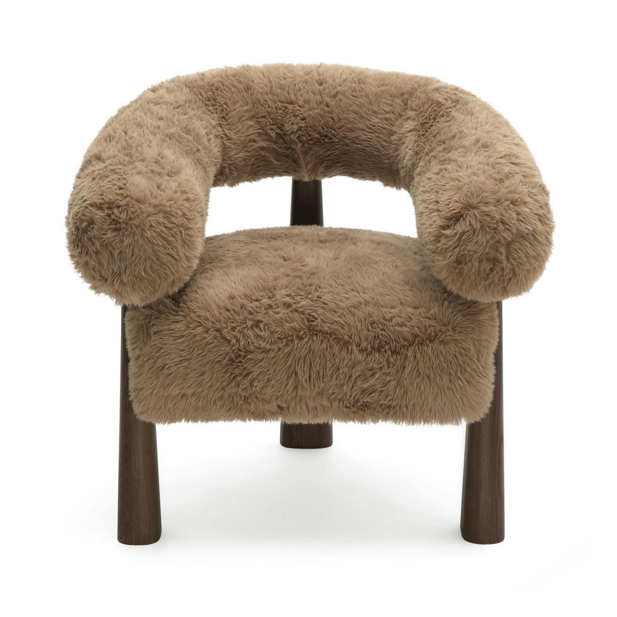 TOV Spara Taupe Straight Vegan Shearling Accent Chair
