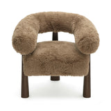 TOV Spara Taupe Straight Vegan Shearling Accent Chair