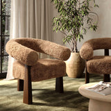 TOV Spara Taupe Straight Vegan Shearling Accent Chair