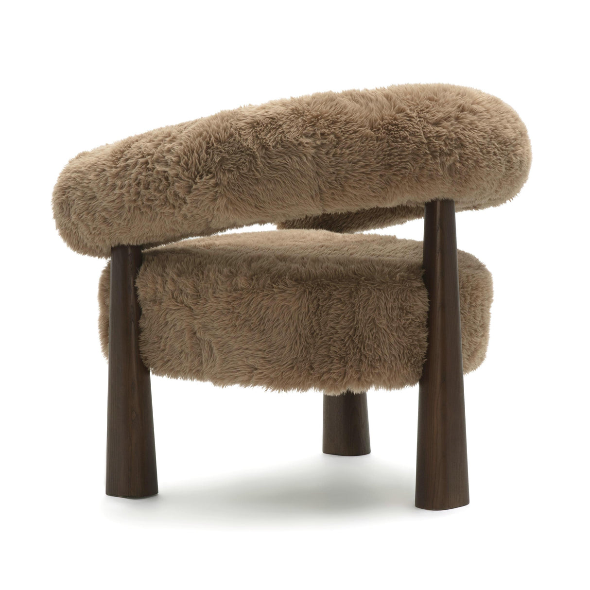 TOV Spara Taupe Straight Vegan Shearling Accent Chair