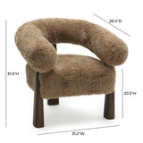 TOV Spara Taupe Straight Vegan Shearling Accent Chair