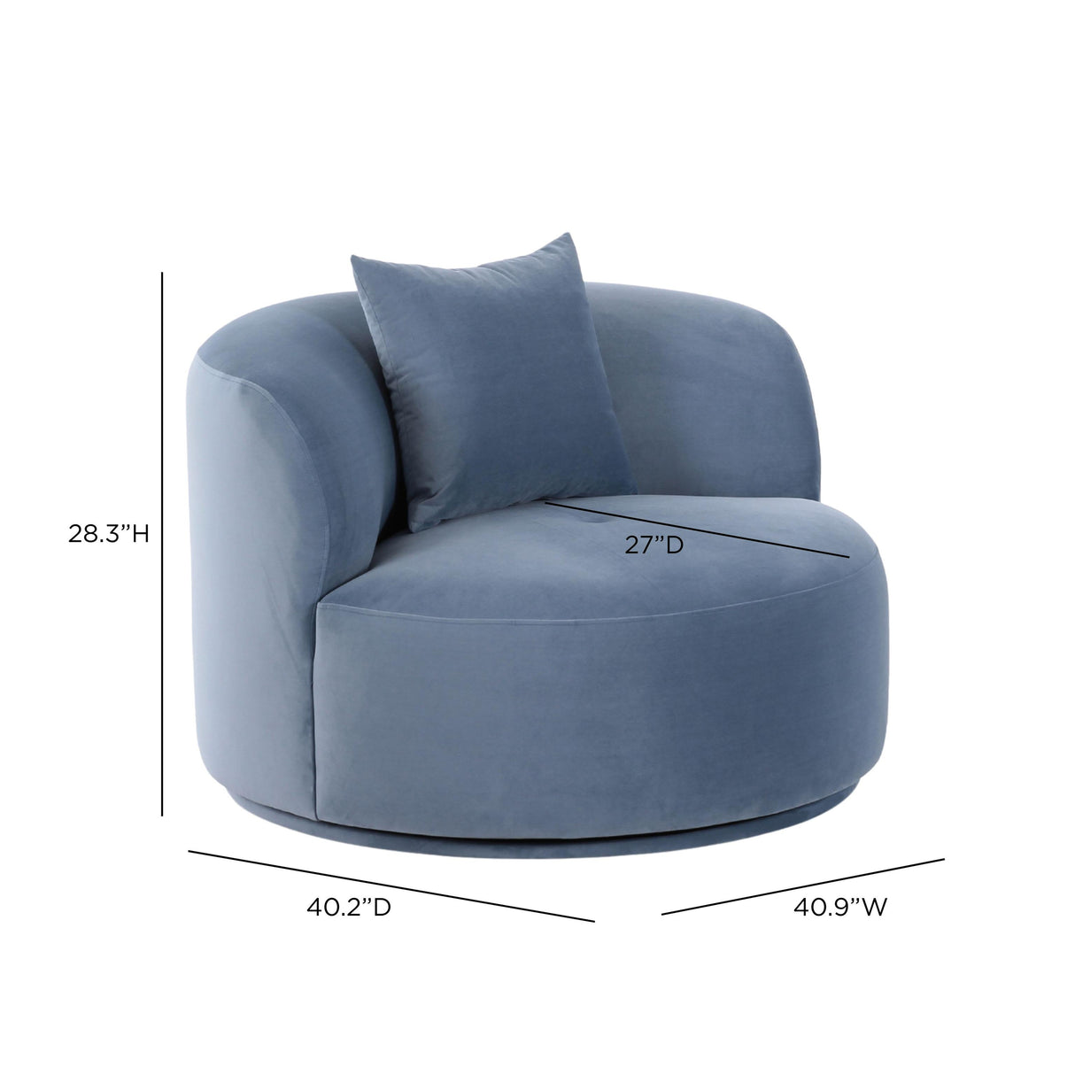 TOV Fickle Blue Stone Velvet Swivel Chair