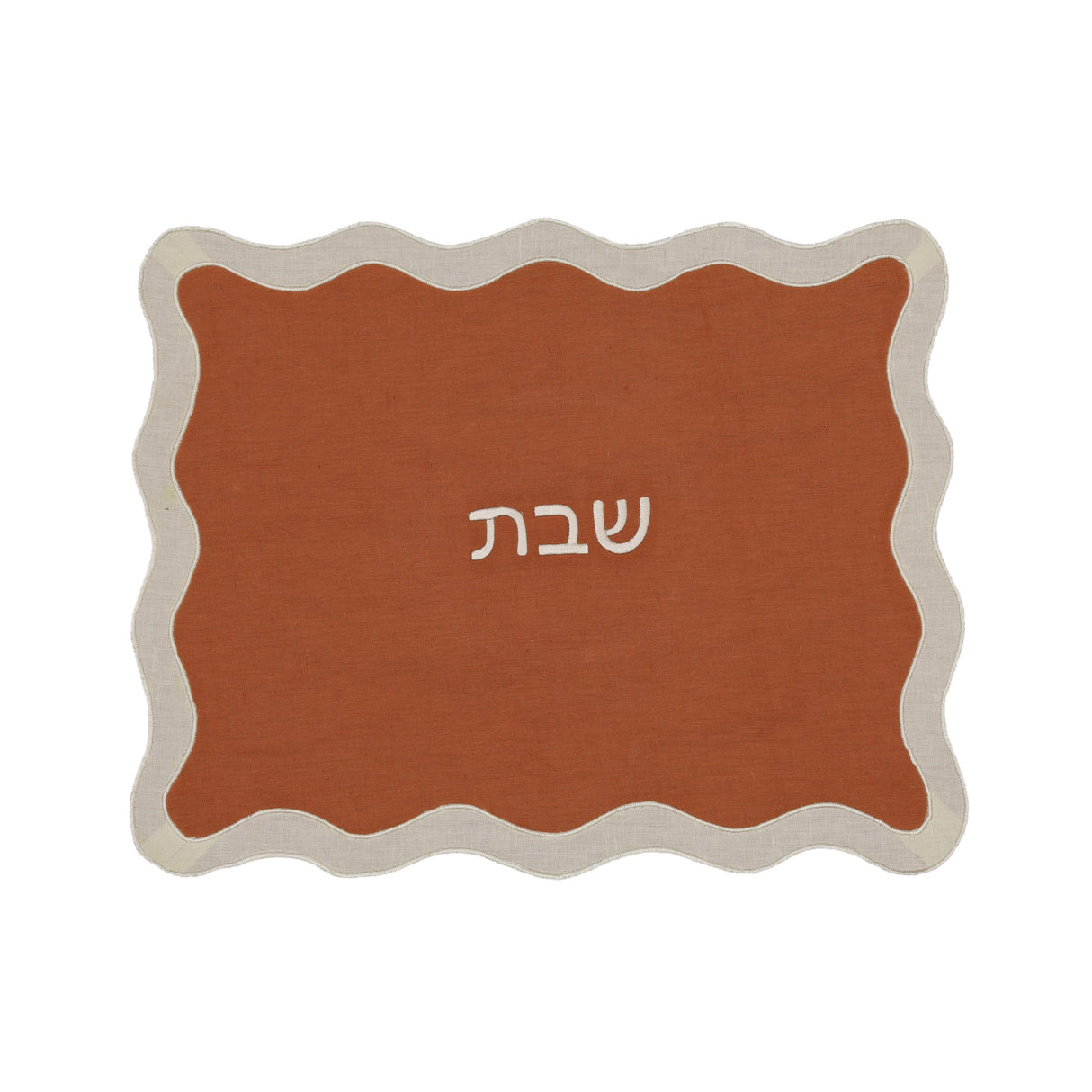 TOV Cream on Rust Organic Cotton / Linen Wavy Challah Cover