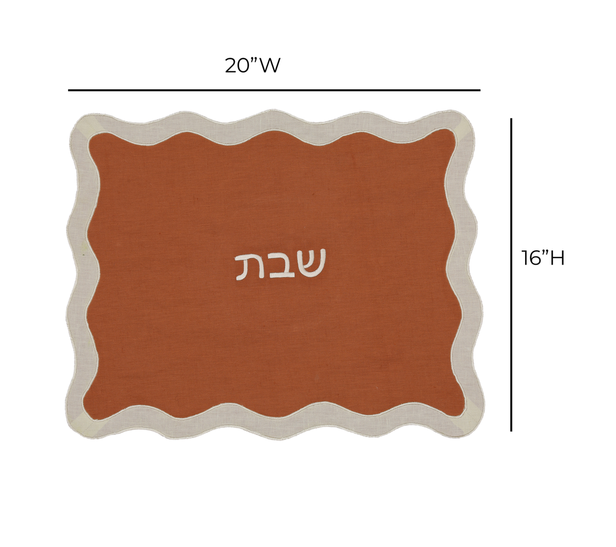 TOV Cream on Rust Organic Cotton / Linen Wavy Challah Cover