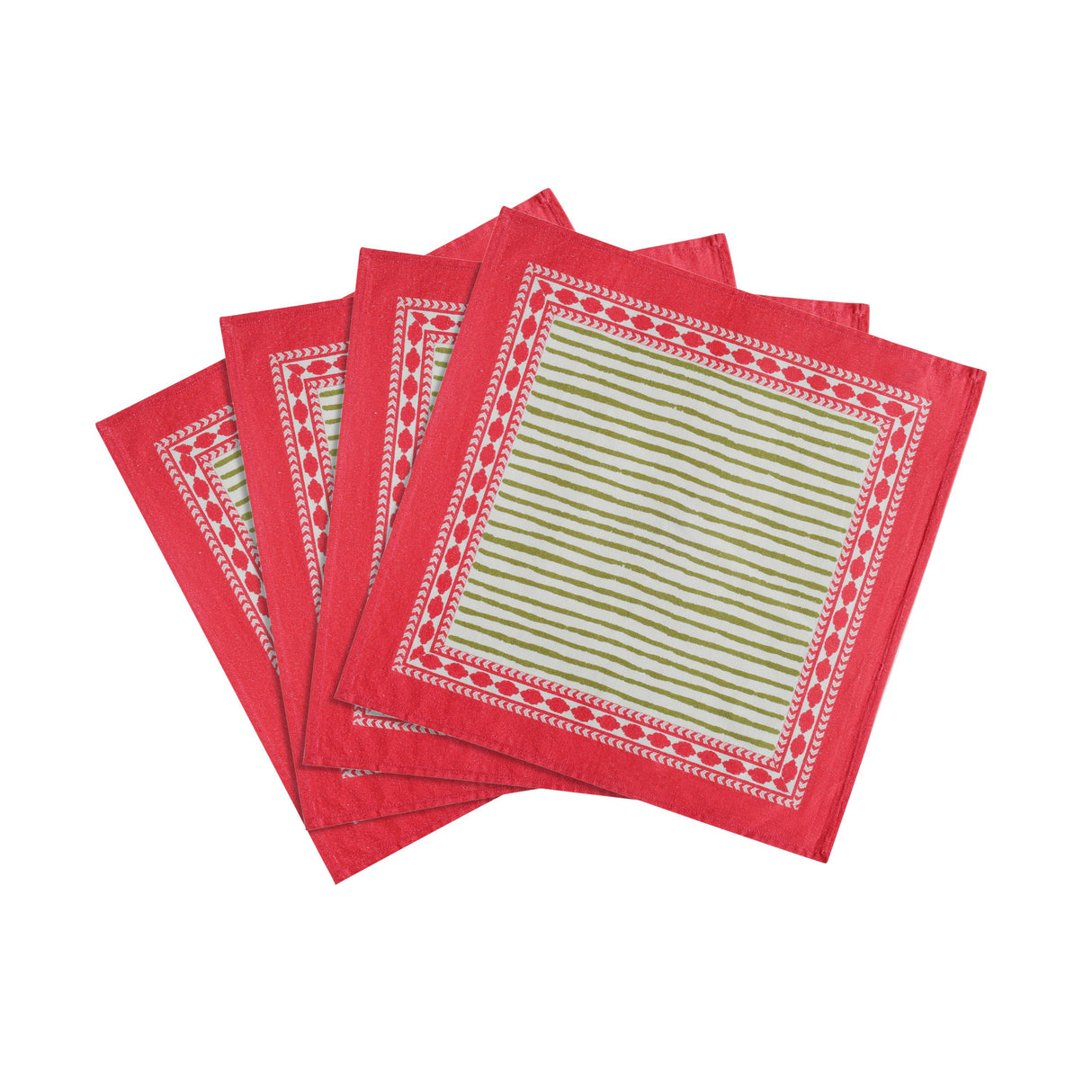 TOV Crissy Cotton Canvas Printed Napkins - Set of 4 - Bamboo