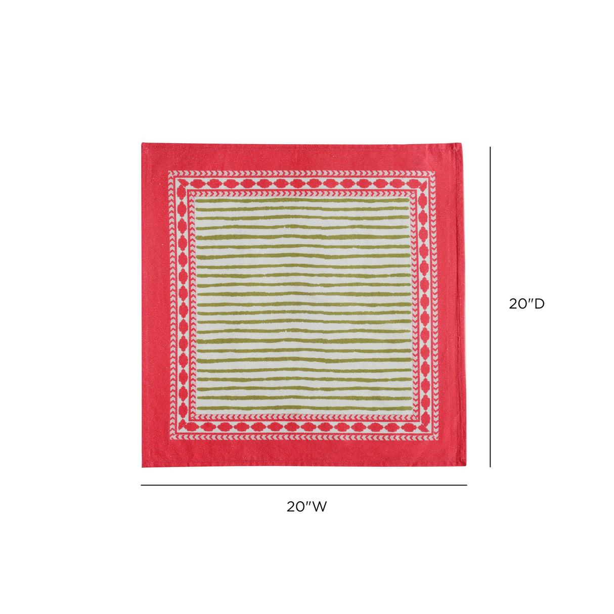 TOV Crissy Cotton Canvas Printed Napkins - Set of 4 - Bamboo