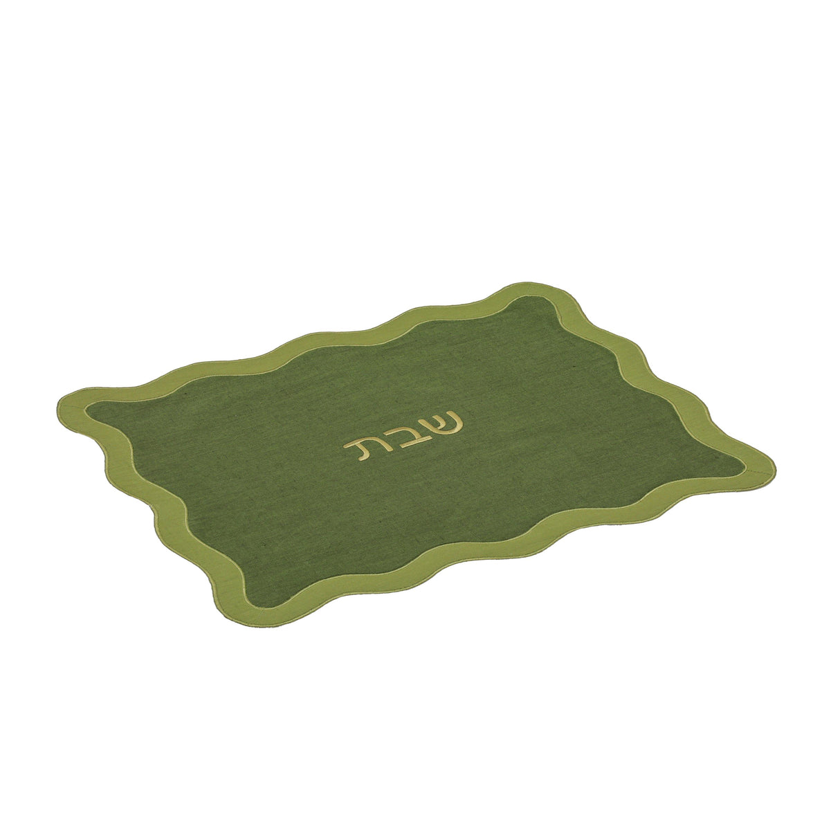 TOV Olive on Green Organic Cotton / Linen Wavy Challah Cover