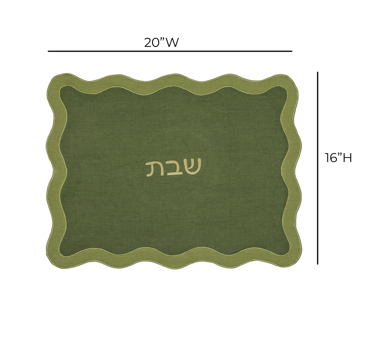 TOV Olive on Green Organic Cotton / Linen Wavy Challah Cover