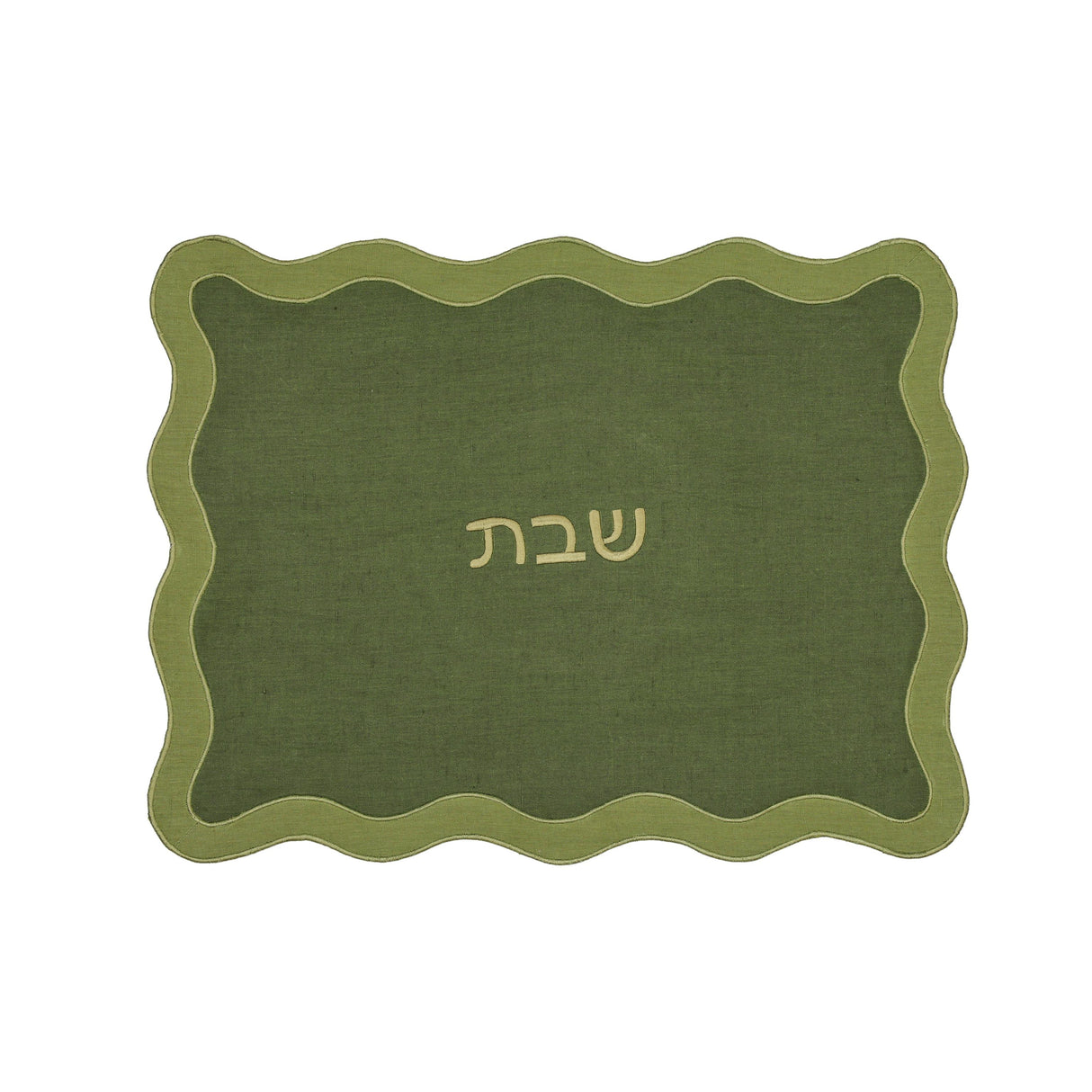 TOV Olive on Green Organic Cotton / Linen Wavy Challah Cover